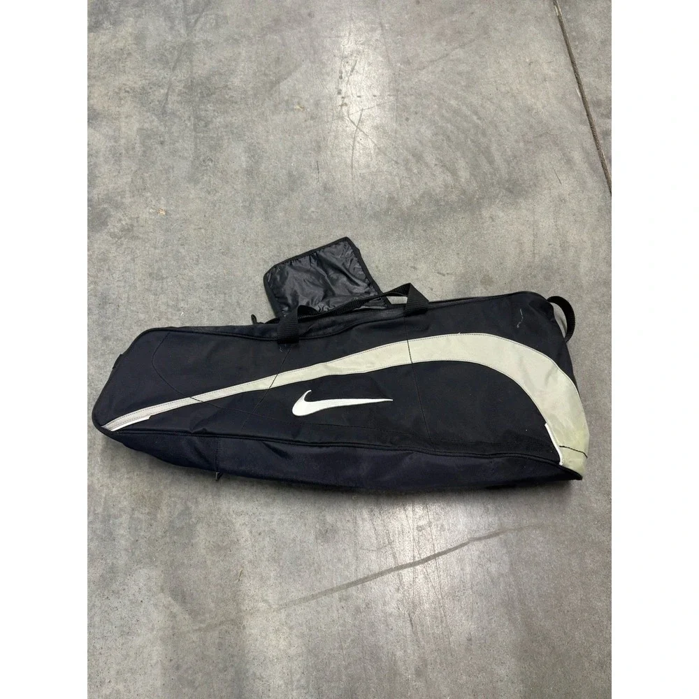VTG Nike Tennis Racquet Pickle Ball Black Bag Double Slot Zipper Shoulder Strap